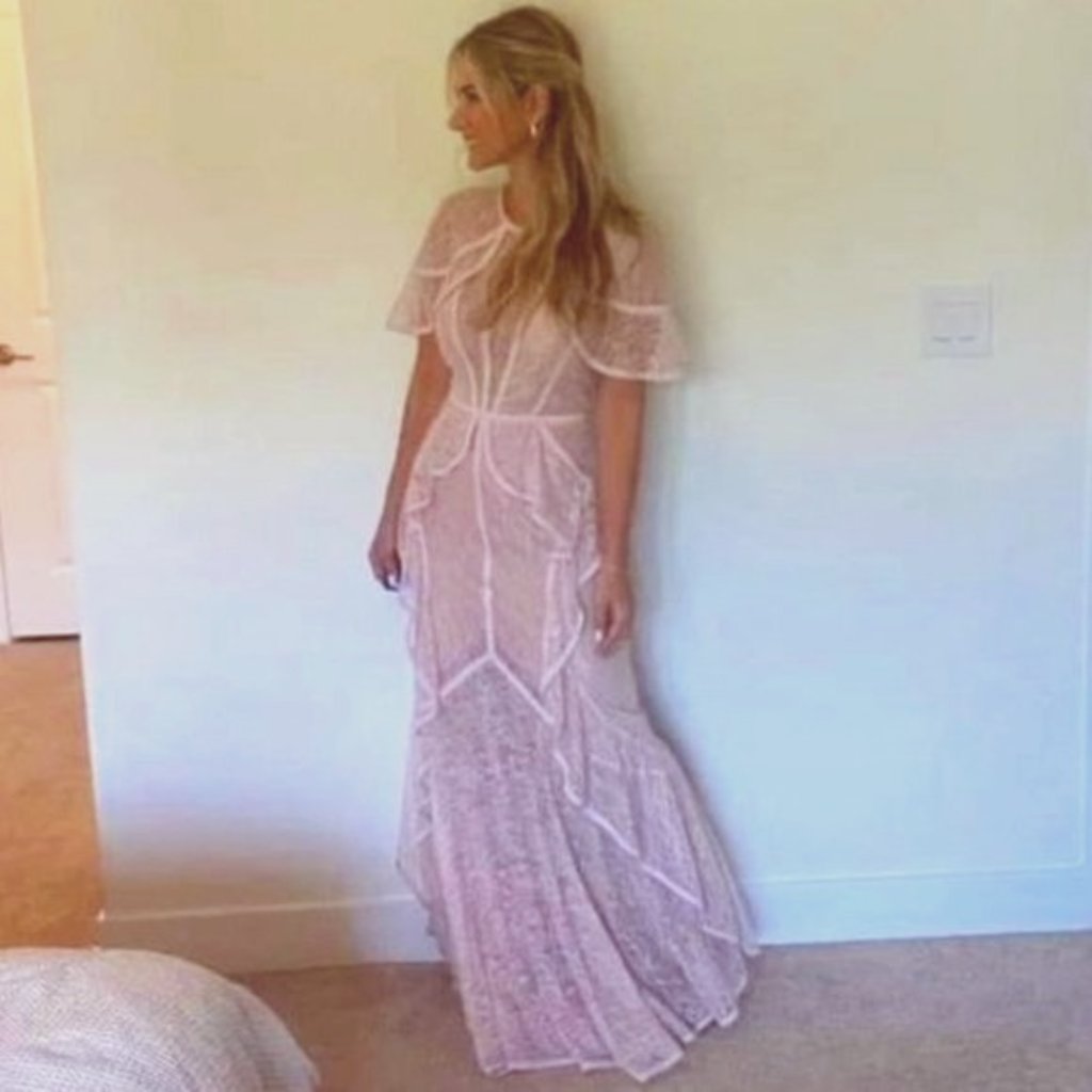 New* Bcbg Maxazria Willamina Lace Maxi Dress Haze Color Size 8 $498.00